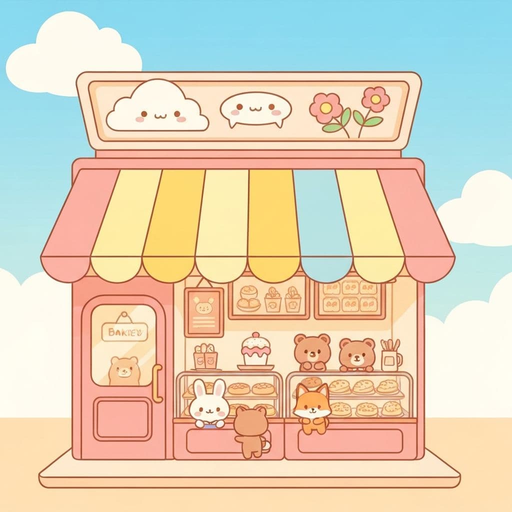 A cozy little bakery shop full of warmth and pastries