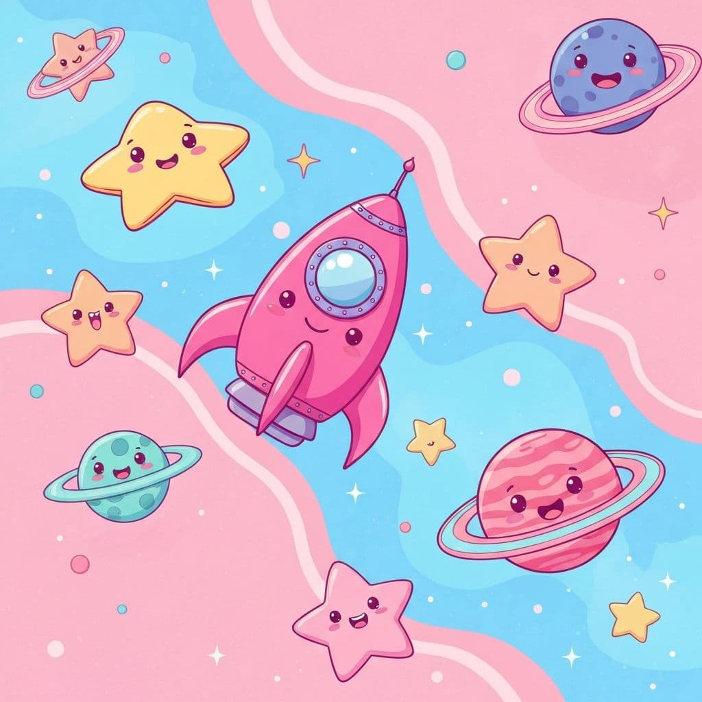 A candy-colored space adventure with friendly stars
